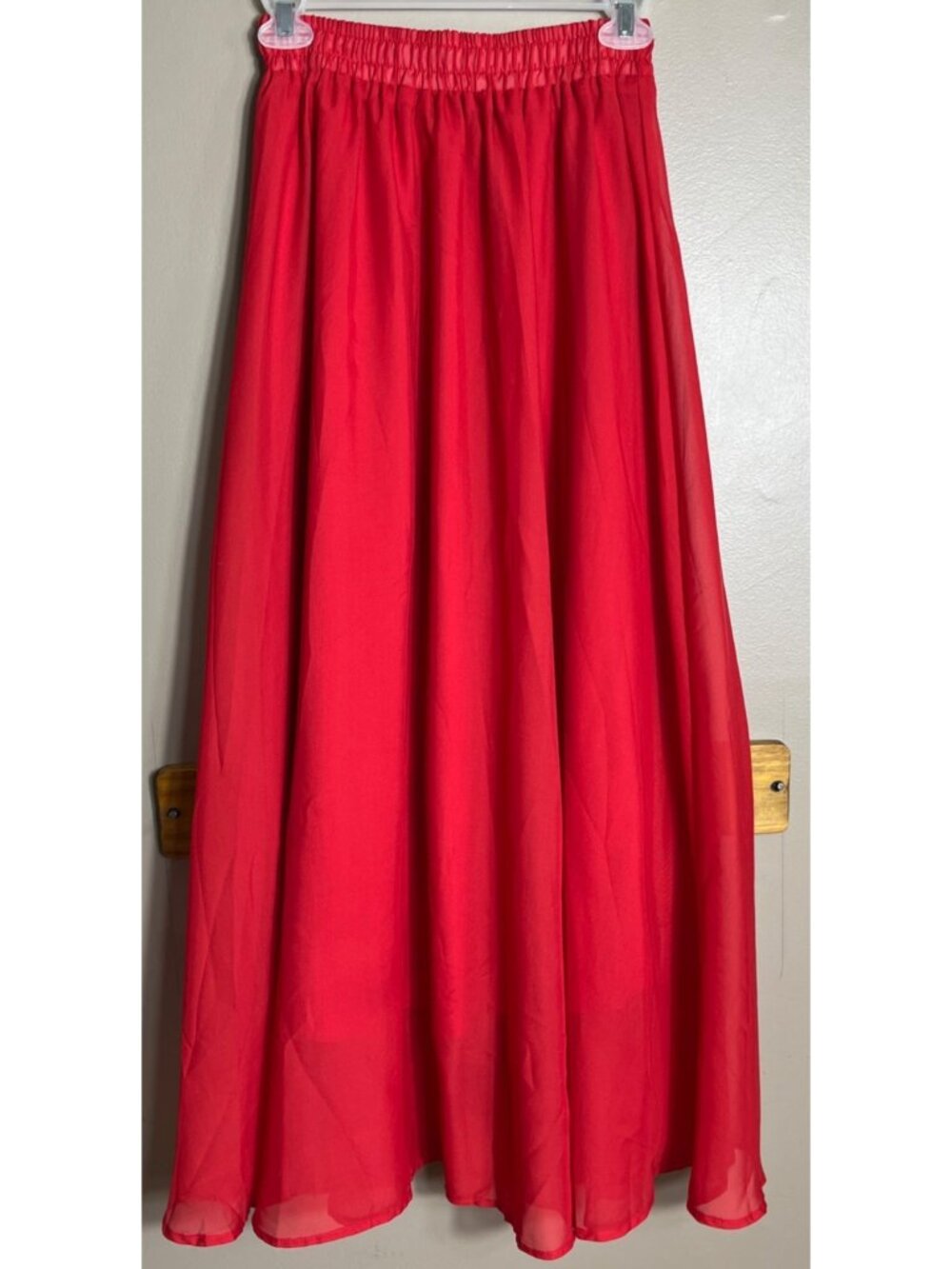 Afibi Red Chiffon Skirt Full Maxi Ethereal Festival Fairy Twee Boho Coquette S - Picture 5 of 9